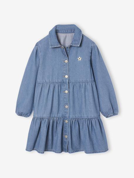 Robe en denim léger fille bleu moyen+denim gris 3 - vertbaudet enfant 