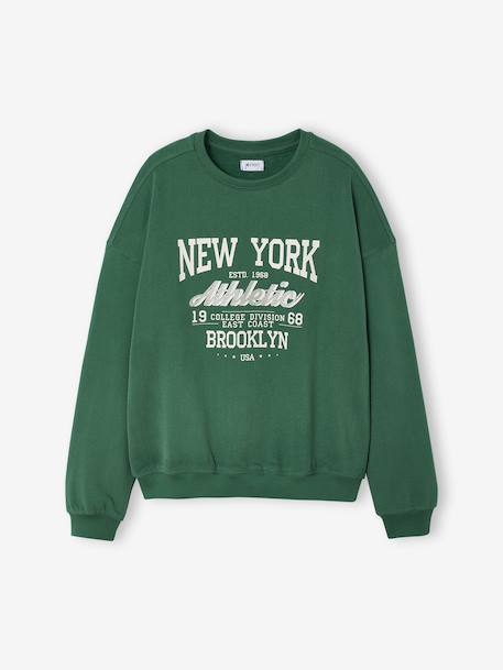 Sweat motif New York fille vert anglais 3 - vertbaudet enfant 