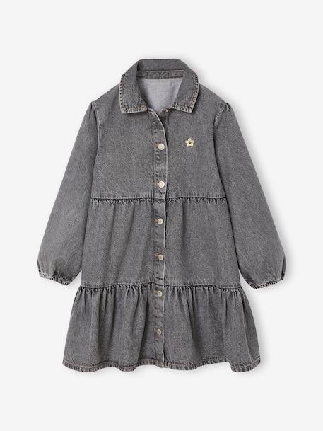 Robe en denim léger fille bleu moyen+denim gris 9 - vertbaudet enfant 