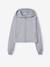 Sweat court zippé à capuche fille gris chiné 1 - vertbaudet enfant 