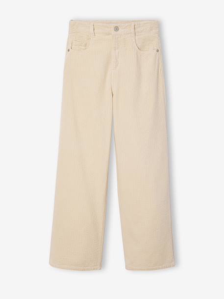 Pantalon large en velours côtelé fille anthracite+écru 7 - vertbaudet enfant 