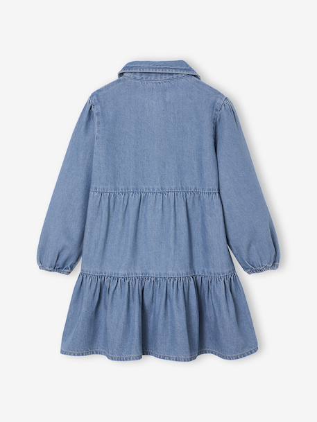 Robe en denim léger fille bleu moyen+denim gris 4 - vertbaudet enfant 