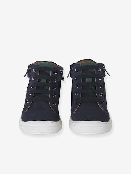 Chaussures enfant garçon cuir montantes zippées et lacées marine+marron 4 - vertbaudet enfant 