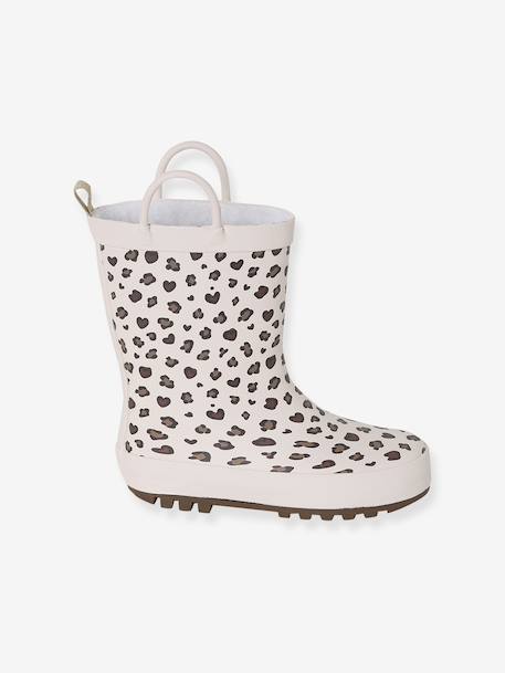 Bottes de pluie fille caoutchouc imprimé collection maternelle beige imprimé+rose imprimé 2 - vertbaudet enfant 