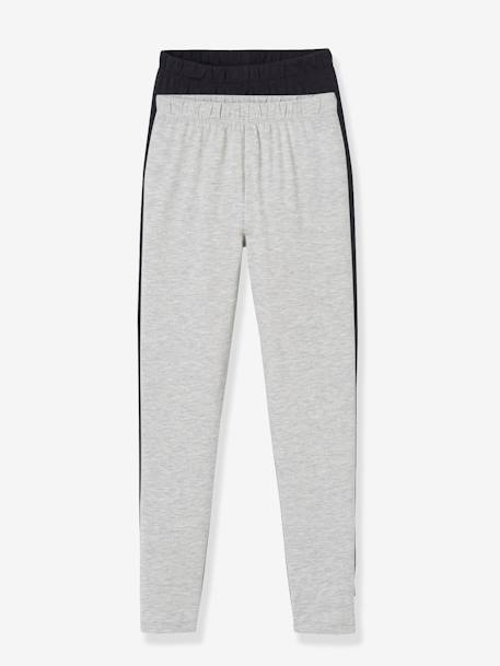 Lot de 2 leggings fille Basics anthracite+écru+gris chiné+noir+lot gris anthracite + bleu mar 13 - vertbaudet enfant 