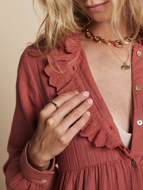 Robe de grossesse et allaitement en gaze de coton terracotta 5 - vertbaudet enfant 