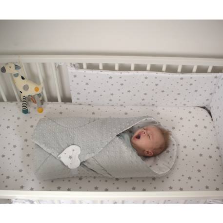 Drap-housse en coton stella Blanc, imprimé gris+Gris, imprimé blanc 6 - vertbaudet enfant 