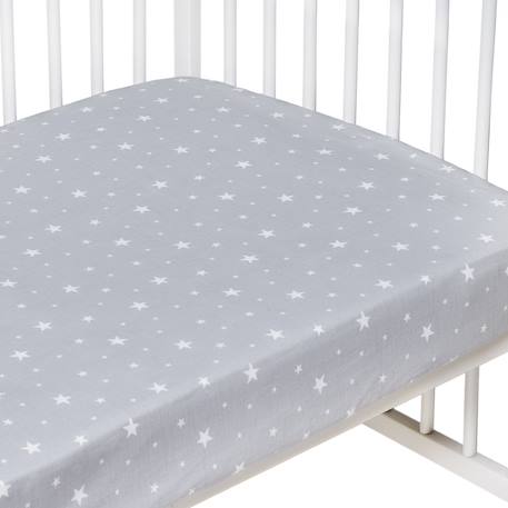 Drap-housse en coton stella Blanc, imprimé gris+Gris, imprimé blanc 10 - vertbaudet enfant 