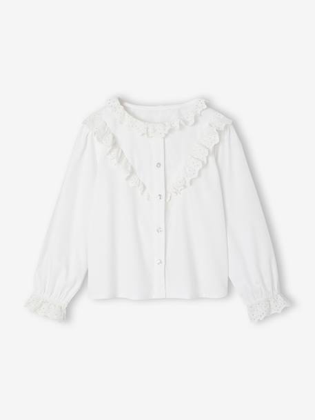 Chemise fille volants en broderie anglaise écru 1 - vertbaudet enfant 