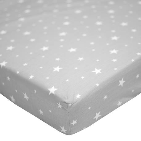 Drap-housse en coton stella Blanc, imprimé gris+Gris, imprimé blanc 7 - vertbaudet enfant 