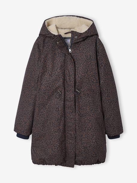 Parka fille léopard doublée sherpa marine 7 - vertbaudet enfant 