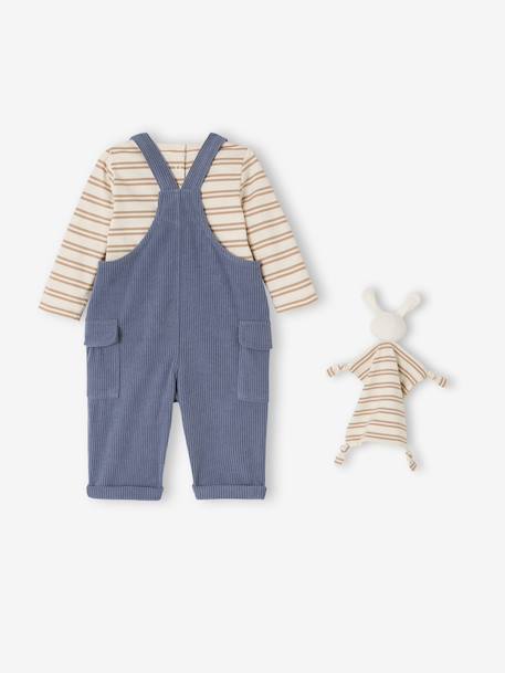 Coffret bébé T-shirt manches longues + salopette + doudou bleu grisé 5 - vertbaudet enfant 
