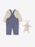 Coffret bébé T-shirt manches longues + salopette + doudou bleu grisé 5 - vertbaudet enfant 