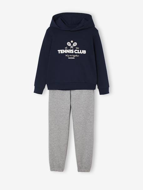Ensemble sport sweat à capuche et jogging fille marine 1 - vertbaudet enfant 