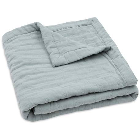 Couverture en gaze de coton jacquard sea green (75 x 100 cm) Bleu 1 - vertbaudet enfant 