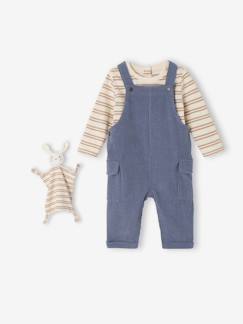 -Coffret bébé T-shirt manches longues + salopette + doudou