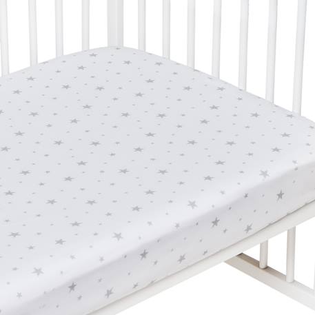 Drap-housse en coton stella Blanc, imprimé gris+Gris, imprimé blanc 3 - vertbaudet enfant 