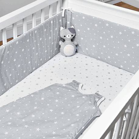 Drap-housse en coton stella Blanc, imprimé gris+Gris, imprimé blanc 5 - vertbaudet enfant 