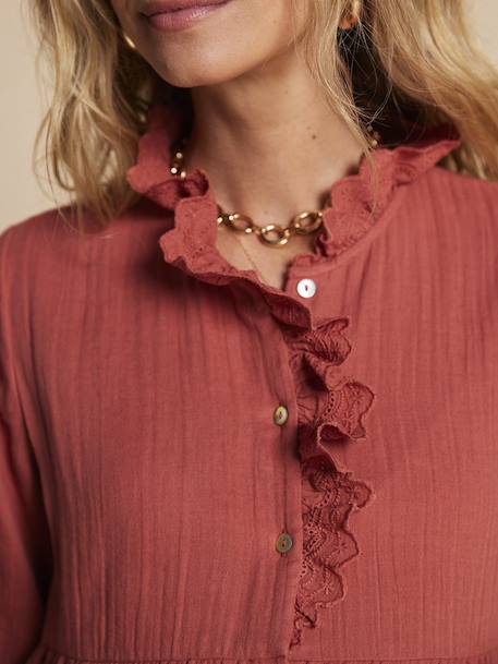 Robe de grossesse et allaitement en gaze de coton terracotta 6 - vertbaudet enfant 
