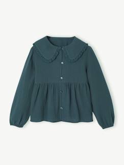 Chemise fille gaze de coton col brodé  - vertbaudet enfant