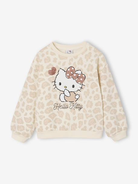 Sweat Hello Kitty imprimé leopard fille écru 2 - vertbaudet enfant 