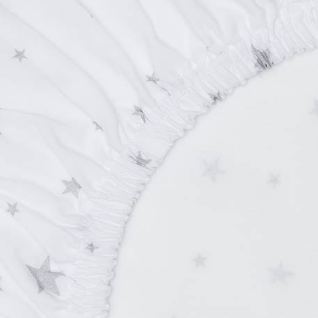 Drap-housse en coton stella Blanc, imprimé gris+Gris, imprimé blanc 2 - vertbaudet enfant 