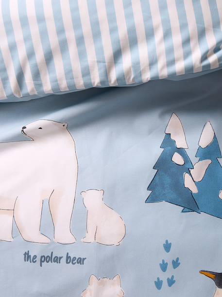Parure housse de couette + taie d'oreiller enfant PÔLE NORD, avec coton recyclé bleu océan 12 - vertbaudet enfant 