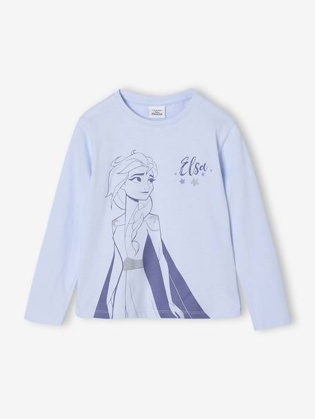T-shirt manches longues fille Disney Reine des Neiges bleu ciel 1 - vertbaudet enfant 