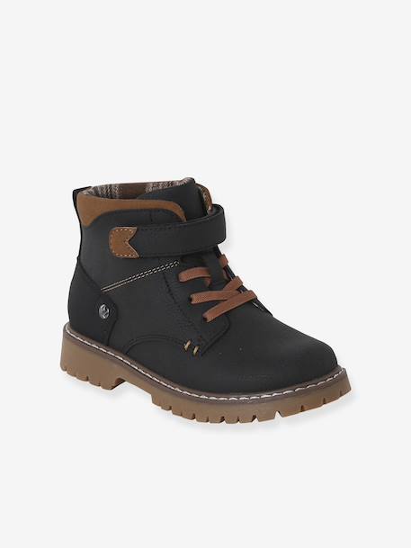 Boots enfant garçon synthétique à scratchs noir 2 - vertbaudet enfant 