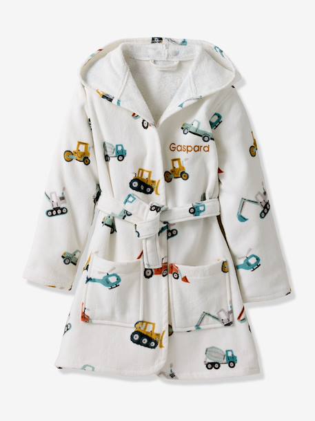 Peignoir de bain Enfant CHANTIER personnalisable, avec coton recyclé blanc imprimé 4 - vertbaudet enfant 