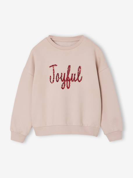 Sweat fille noël message en sequins rose poudré 5 - vertbaudet enfant 