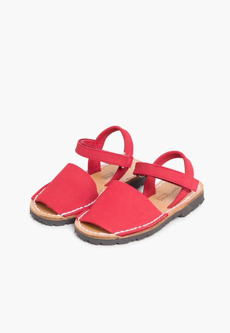 Sandales avarcas nubuck à scratch pour enfant Aigue-marine+Beige+Bleu denim+Bleu marine+Marron+Rouge+Taupe 33 - vertbaudet enfant 