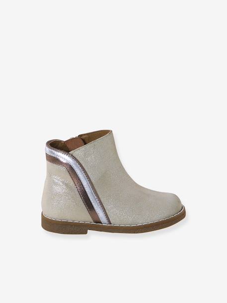 Boots bébé fille cuir zippées noir+or 7 - vertbaudet enfant 