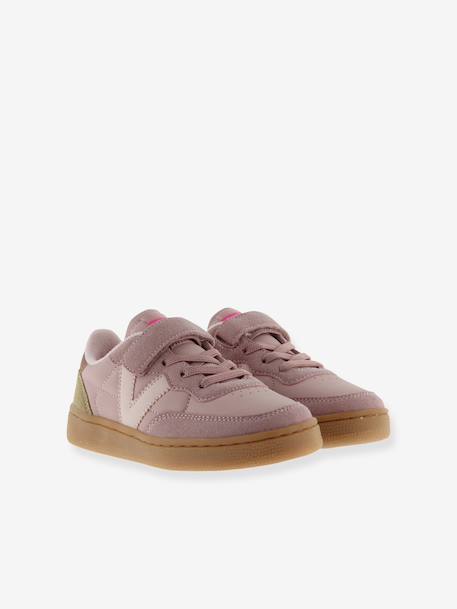 Baskets sport enfant Oslo à scratch effet cuir et couleur . marine+rose nude 6 - vertbaudet enfant 