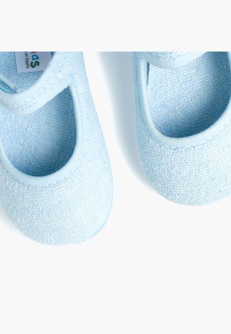 Chaussons babies en tissu éponge à scratch Ciel clair+Rouge 6 - vertbaudet enfant 
