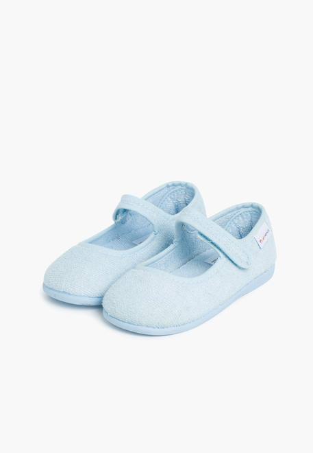 Chaussons babies en tissu éponge à scratch Ciel clair+Rouge 4 - vertbaudet enfant 