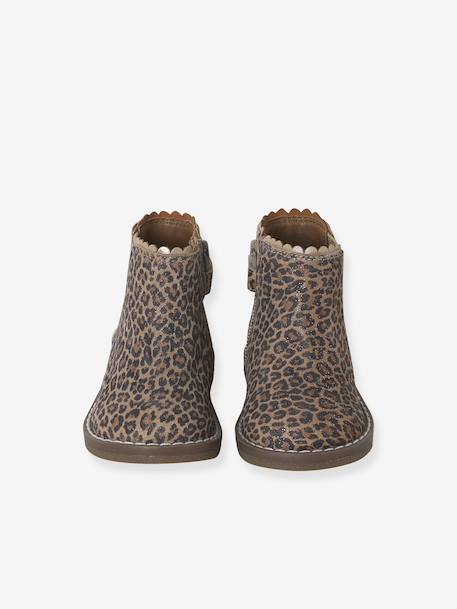 Boots bébé fille cuir zippées beige imprimé+bordeaux+CAMEL+marine+noir 6 - vertbaudet enfant 
