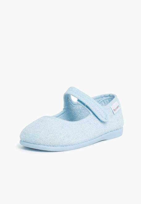 Chaussons babies en tissu éponge à scratch Ciel clair+Rouge 2 - vertbaudet enfant 