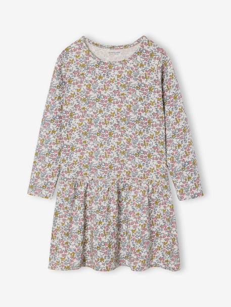 Robe imprimée fille manches longues beige poudré+rose 4 - vertbaudet enfant 