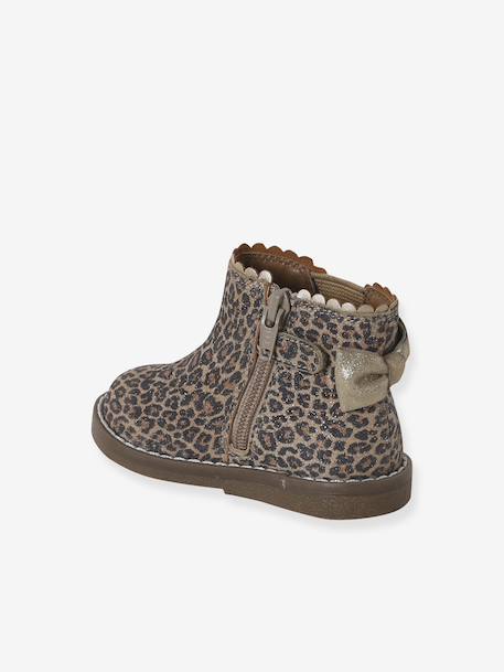 Boots bébé fille cuir zippées beige imprimé+bordeaux+CAMEL+marine+noir 5 - vertbaudet enfant 