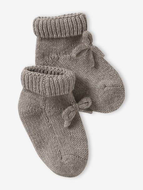 Kit naissance bonnet et chaussons laine et cachemire beige chiné 2 - vertbaudet enfant 