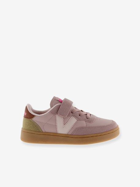 Baskets sport enfant Oslo à scratch effet cuir et couleur . marine+rose nude 7 - vertbaudet enfant 
