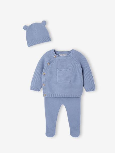 Ensemble naissance en tricot bleu glacier 4 - vertbaudet enfant 