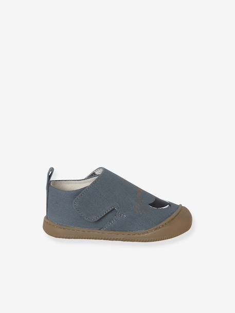 Chaussons à scratchs toile bébé bleu imprimé 3 - vertbaudet enfant 