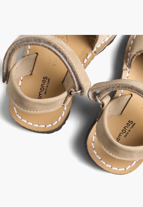 Sandales avarcas nubuck à scratch pour enfant Beige+Bleu denim+Taupe 6 - vertbaudet enfant 