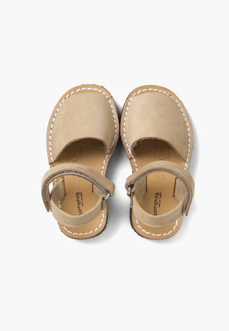 Sandales avarcas nubuck à scratch pour enfant Beige+Bleu denim+Taupe 5 - vertbaudet enfant 