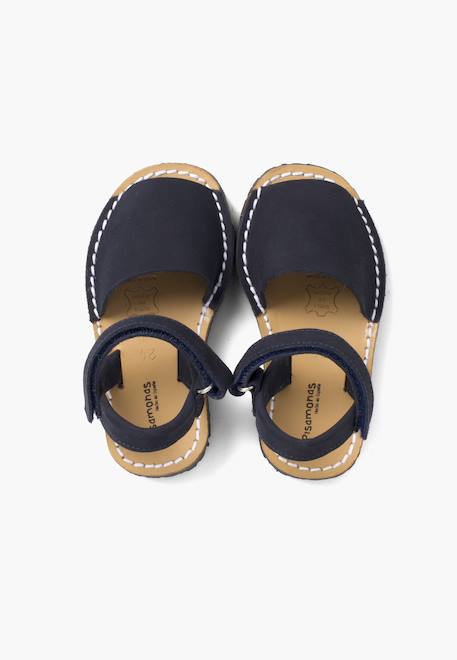 Sandales avarcas nubuck à scratch pour enfant Aigue-marine+Beige+Bleu denim+Bleu marine+Marron+Rouge+Taupe 23 - vertbaudet enfant 