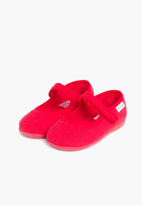 Chaussons babies en tissu éponge à scratch Ciel clair+Rouge 10 - vertbaudet enfant 
