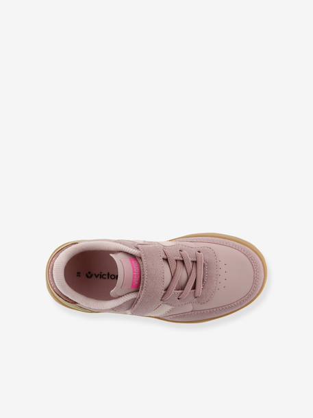 Baskets sport enfant Oslo à scratch effet cuir et couleur . marine+rose nude 9 - vertbaudet enfant 