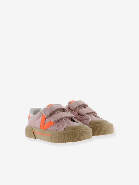Baskets enfant cuir et contrast à scratchs blush+marine 2 - vertbaudet enfant 